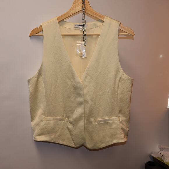 Madewell NWT Flo Top Lemon Yellow V neck Sleeveless Button Front Size 8 - Picture 2 of 13